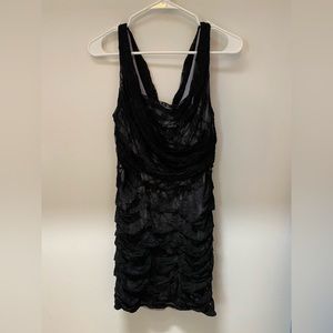 Black lace overlay with silver / grey underneath dress